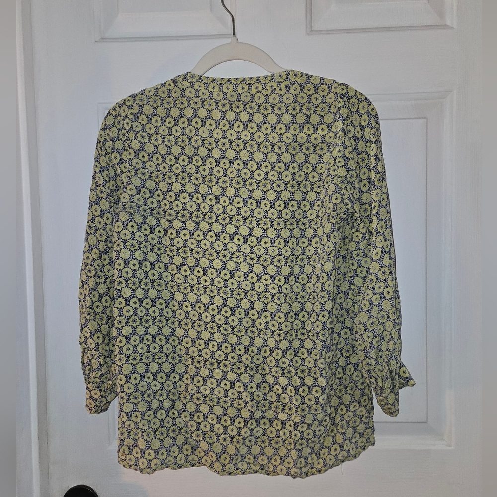Joie Silk Yellow And Black Floral Print Women's Top - Picture 3 of 8